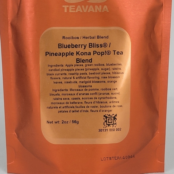 SEALED Teavana Tea Blueberry Bliss Pineapple Kona Pop Rooibos Herbal Blend 2 oz - Picture 3 of 4